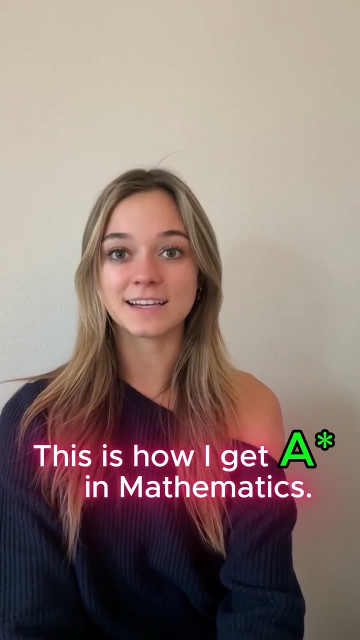 A creator talking to camera with the caption This is how I get A star in Mathematics