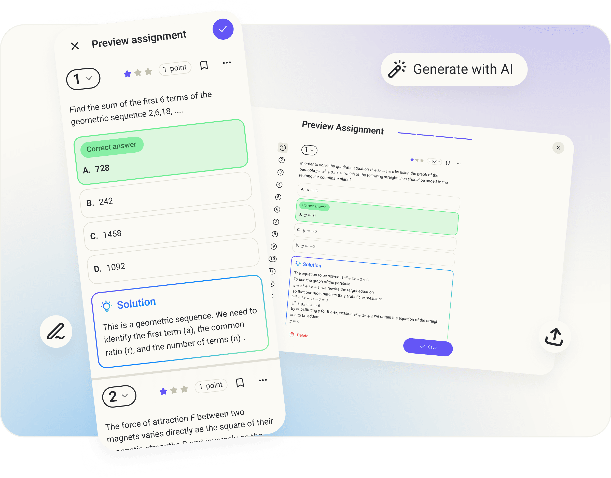 AI auto-marking in action: student answer with feedback highlights