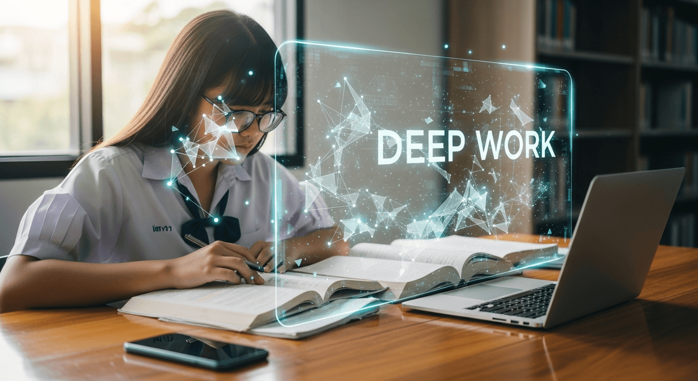 Focus Shock! ยุคโรงเรียนปลอดมือถือ: ปรับกลยุทธ์ ‘Deep Work’ และใช้ AI สร้างสมาธิขั้นสุดเพื่อพิชิต TCAS 68-69